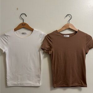 Versatile White and Brown Short Sleeve Tees